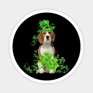 Lucky Beagle Dog Shamrock St Patrick's Day Magnet